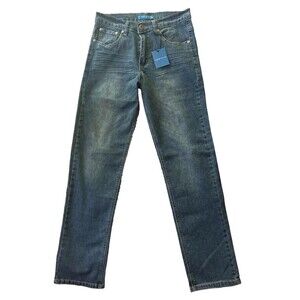Perry Ellis Straight Leg Jeans 28x28 Dark Wash Blue Denim Mid Rise NWT